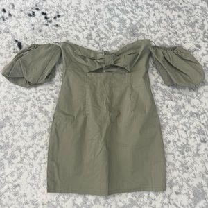 Olive green OTS dress.